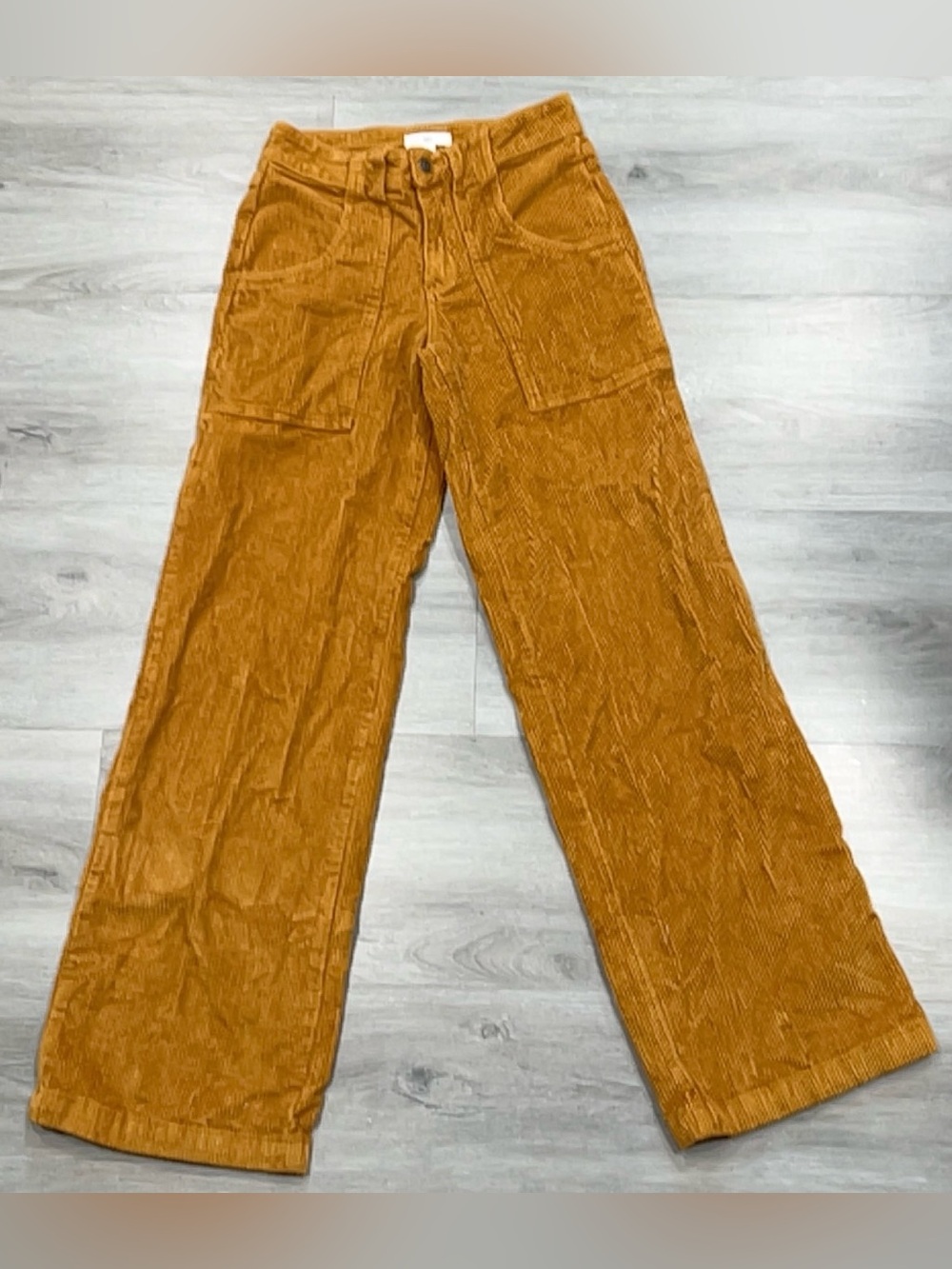BP Womens Mustard Yellow Corduroy High Rise Cargo Utility Wide Leg Pants Size 26